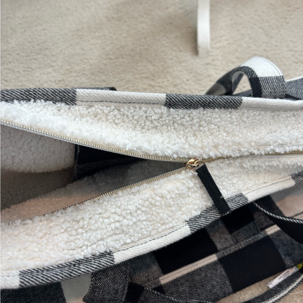 Flannel and Sherpa Checkered Print Tote - Picture 13 of 13